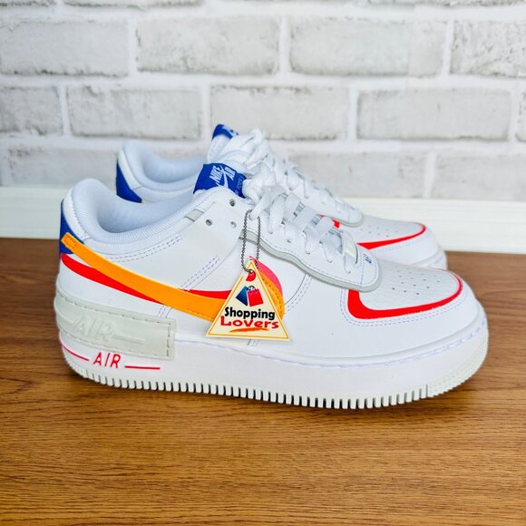 ⭐Nike Air Force 1 Shadow 7.5 Womens Retro Shoes Sneakers White Orange DZ1847-10 - Picture 8 of 14